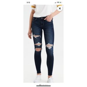 American Eagle Dark Washed Distressed Denim